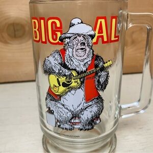 Big Al Disneyland Bear Glass Mug with Yellow Guitar and Red Vest